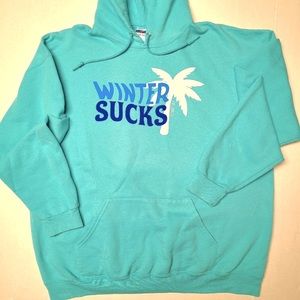 Women's XL Pullover Island Jay Hoodie Blue Winter Sucks